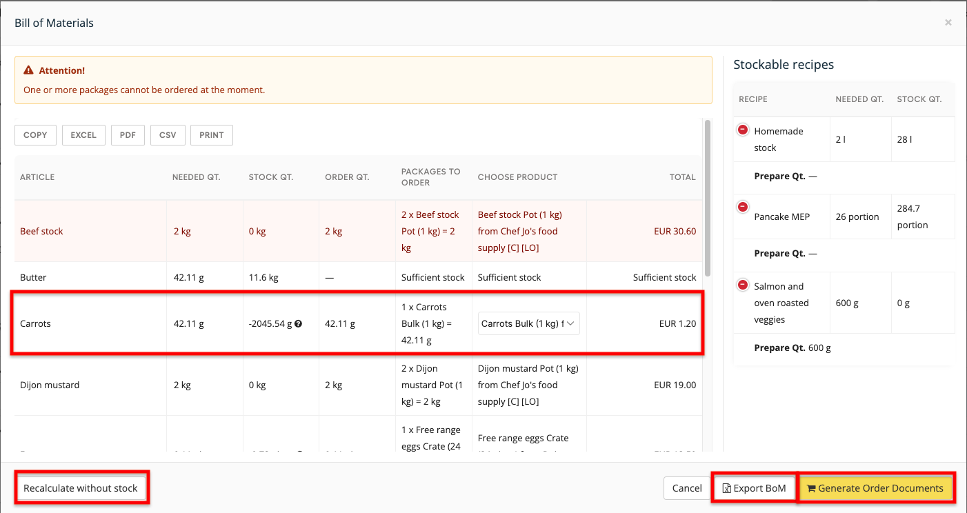 How to create a Bill Of Materials based on aggregated internal orders?