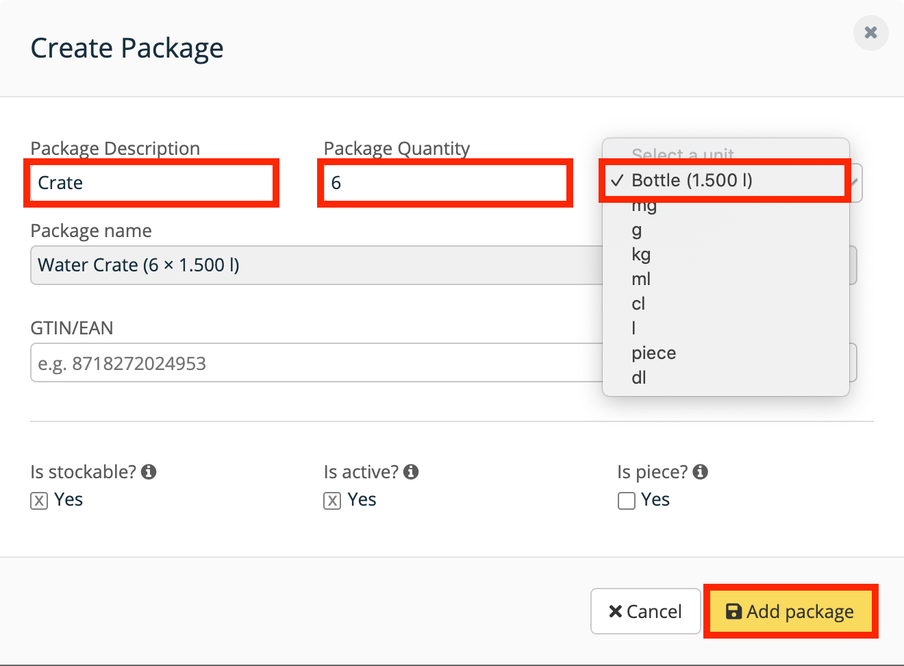 How can I add package and pricing information