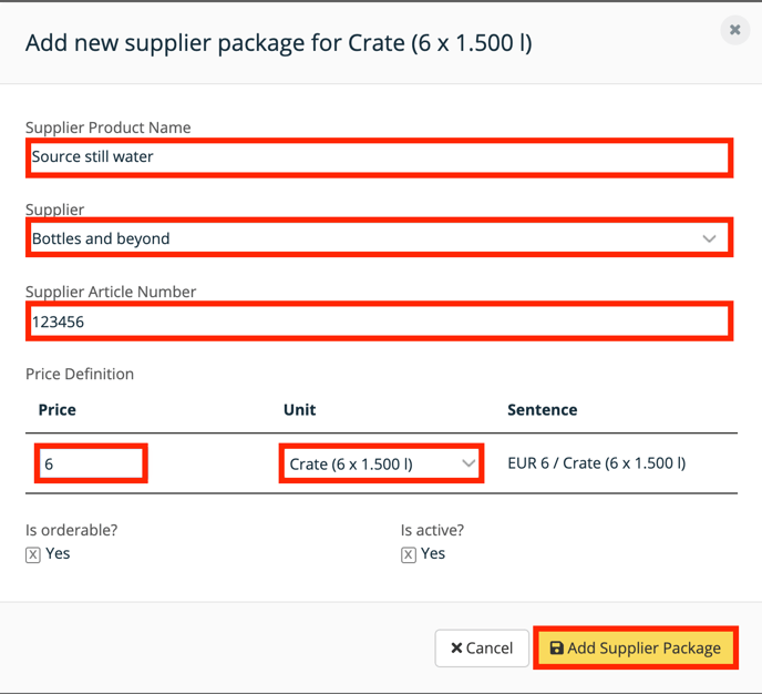 Apicbase add package supplier package