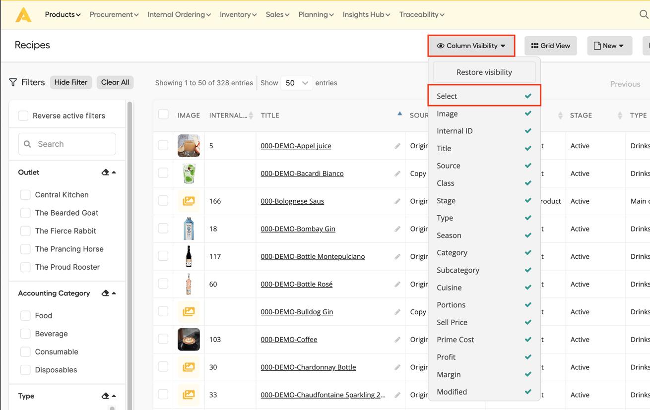 Select Ingredients How can I select ingredients?
