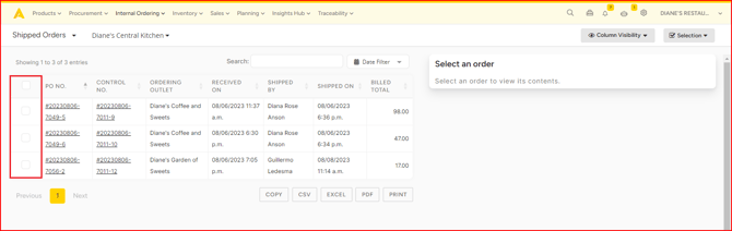 Select orders