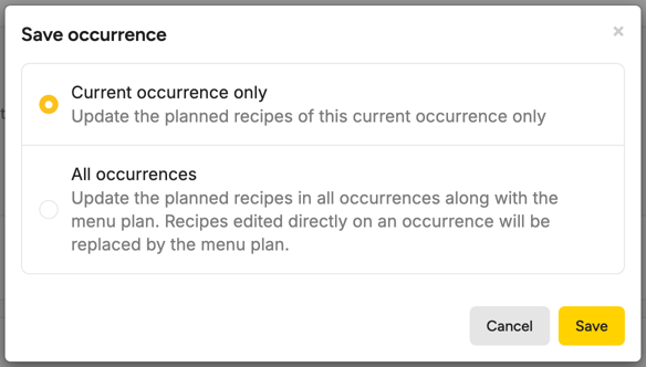 The Save occurrence window with Current occurrence only selected and All occurrences availablemenu-cycle-instances-en-02-save-occurrence-current-r2