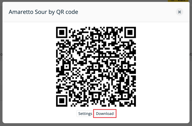 QR code pop-up with the Download button highlighted