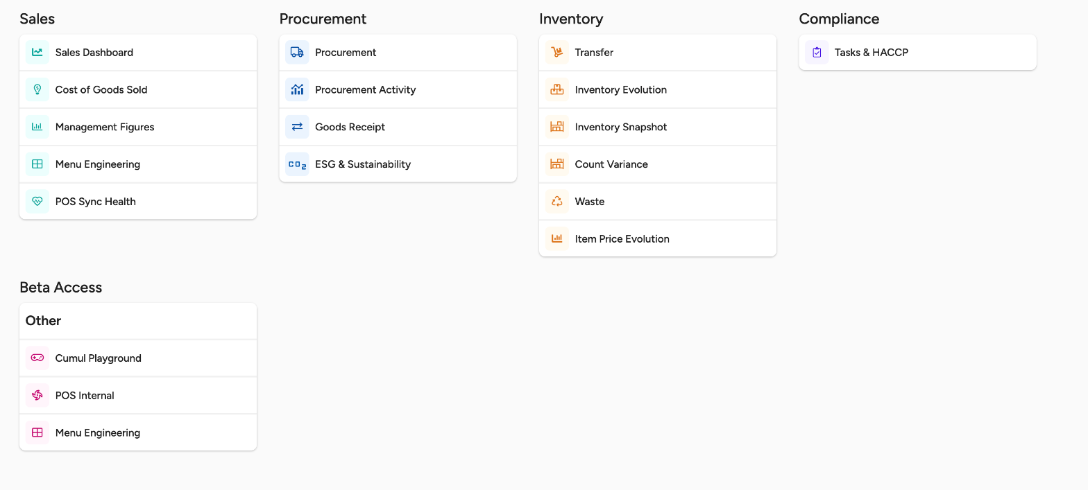The Insights Hub with the Menu Engineering tile under Sales